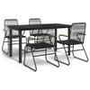 vidaXL 5 Piece Patio Dining Set Black PVC Rattan A949-3060275