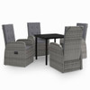 vidaXL 5 Piece Patio Dining Set with Cushions Gray A949-3099474