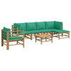 vidaXL 7 Piece Patio Lounge Set with Green Cushions Bamboo A949-3155149