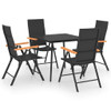 vidaXL 5 Piece Patio Dining Set Black and Brown A949-3060089