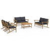 vidaXL 5 Piece Patio Lounge Set with Dark Gray Cushions Bamboo A949-3156474