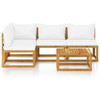 vidaXL 5 Piece Patio Lounge Set with Cushion Cream Solid Acacia Wood A949-3057657