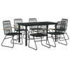 vidaXL 7 Piece Patio Dining Set Black PVC Rattan A949-3060276