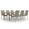 vidaXL 7 Piece Patio Dining Set Poly Rattan Gray A949-3072503