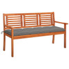 vidaXL 3-Seater Patio Bench with Cushion 59.1" Solid Eucalyptus Wood A949-3061012