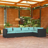 vidaXL 5 Piece Patio Lounge Set with Cushions Poly Rattan Black A949-3101689