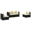 vidaXL 4 Piece Patio Lounge Set with Cushions Poly Rattan Black A949-3102167