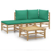 vidaXL 4 Piece Patio Lounge Set with Green Cushions Bamboo A949-3155144