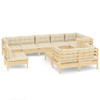 vidaXL 10 Piece Patio Lounge Set with Cream Cushions Solid Pinewood A949-3096532