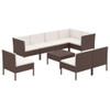 vidaXL 9 Piece Patio Lounge Set with Cushions Poly Rattan Brown A949-3094399