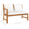 vidaXL Patio Bench 45.1" with Cream Cushion Solid Acacia Wood A949-311836