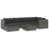 vidaXL 7 Piece Patio Lounge Set with Cushions Poly Rattan Gray A949-3101821