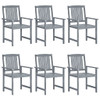 vidaXL Patio Chairs with Cushions 6 pcs Solid Acacia Wood Gray A949-3078212