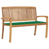 vidaXL Stacking Patio Bench with Cushion 50.6" Solid Teak Wood A949-3063284