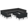 vidaXL 12 Piece Patio Lounge Set with Cushions Poly Rattan Black A949-3094621