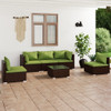 vidaXL 6 Piece Patio Lounge Set with Cushions Poly Rattan Brown A949-3102196