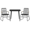 vidaXL 3 Piece Patio Dining Set Black PVC Rattan A949-3060267