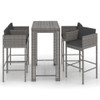 vidaXL 5 Piece Patio Bar Set with Cushions Poly Rattan Gray A949-3094785