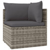 vidaXL 6 Piece Patio Lounge Set with Cushions Gray Poly Rattan A949-3157321