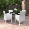 vidaXL 5 Piece Patio Dining Set with Cushions Poly Rattan and Glass A949-3099746