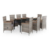 vidaXL 9 Piece Patio Dining Set with Cushions Gray A949-3099436