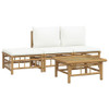 vidaXL 4 Piece Patio Lounge Set with Cream White Cushions Bamboo A949-3155203