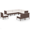 vidaXL 9 Piece Patio Lounge Set with Cushions Poly Rattan Brown A949-3094447