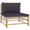 vidaXL 7 Piece Patio Lounge Set with Dark Gray Cushions Bamboo A949-3058200