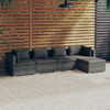 vidaXL 5 Piece Patio Lounge Set with Cushions Poly Rattan Gray A949-3101661