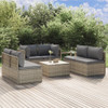 vidaXL 7 Piece Patio Lounge Set with Cushions Gray Poly Rattan A949-3157378