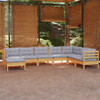 vidaXL 8 Piece Patio Lounge Set with Gray Cushions Solid Pinewood A949-3096658