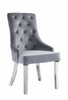 ACME Satinka Side Chair, Gray Fabric & Mirrored Silver Finish 68264