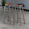 Huxton 2-Pc Bar Stools; 29"; Gray & Teak