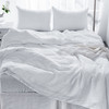 4 Pcs Bedding Sets Queen, Premium Linen Bedding Sheets & Pillowcases, Queen Bedding Sets, White Bed