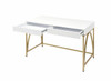 ACME Lightmane Vanity Desk in White High Gloss & Gold Finish AC00900