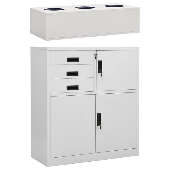 vidaXL Office Cabinet with Planter Box Light Gray 35.4"x15.7"x49.2" Steel