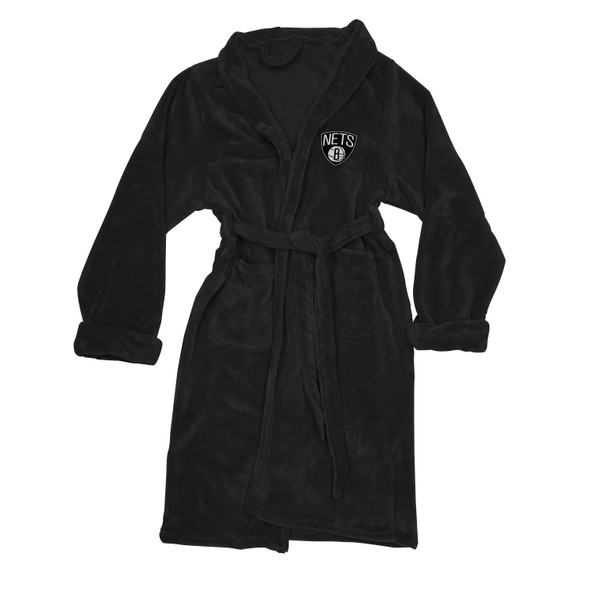 Nets OFFICIAL NBA Men's L/XL Silk Touch Bath Robe; 26" x 47"