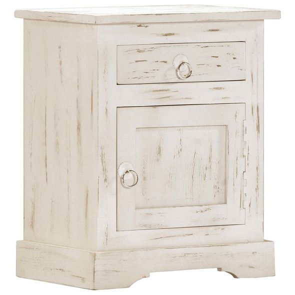 vidaXL Bedside Cabinet White 15.7"x11.8"x19.7" Solid Mango Wood