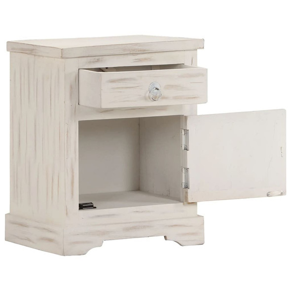 vidaXL Bedside Cabinet White 15.7"x11.8"x19.7" Solid Mango Wood