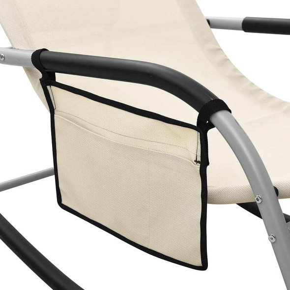 vidaXL Sun Loungers 2 pcs Textilene Cream and Gray