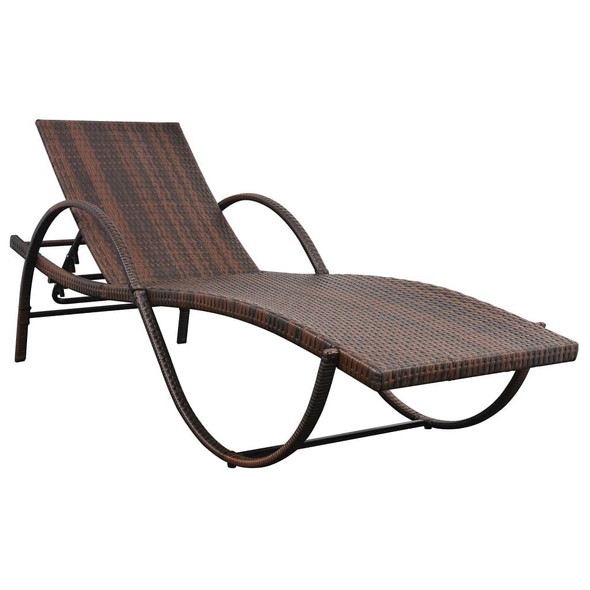 vidaXL Sun Loungers 2 pcs with Table Poly Rattan Brown