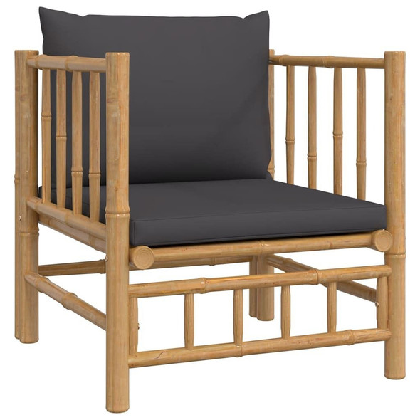 vidaXL 12 Piece Patio Lounge Set with Dark Gray Cushions Bamboo