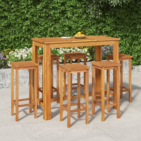 vidaXL 7 Piece Patio Bar Set Solid Wood Acacia