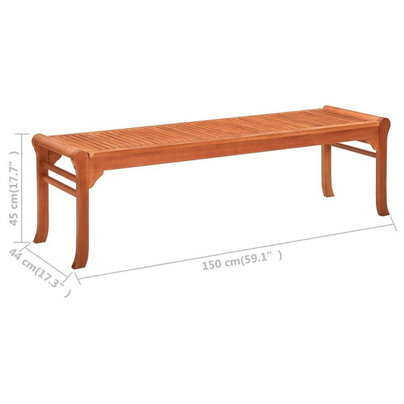 vidaXL 3-Seater Patio Bench 59.1" Solid Eucalyptus Wood