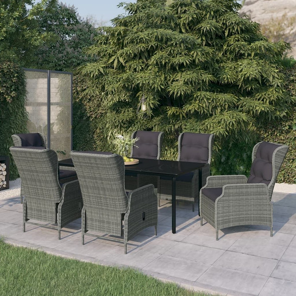 vidaXL 7 Piece Patio Dining Set Light Gray