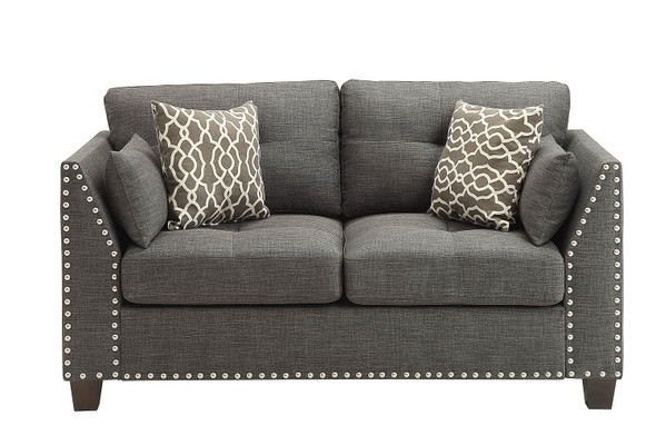 ACME Laurissa Loveseat w/4 Pillows in Light Charcoal Linen 52406