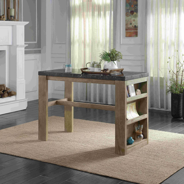 ACME Charnell Counter Heigh Table in Marble & Oak Finish DN00551