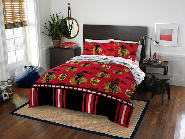 Chicago Blackhawks OFFICIAL NHL Queen Bed In Bag Set