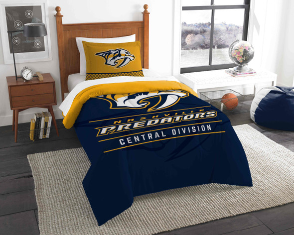 Predators OFFICIAL National Hockey League; Bedding; "Draft" Twin Printed Comforter (64"x 86") & 1 S