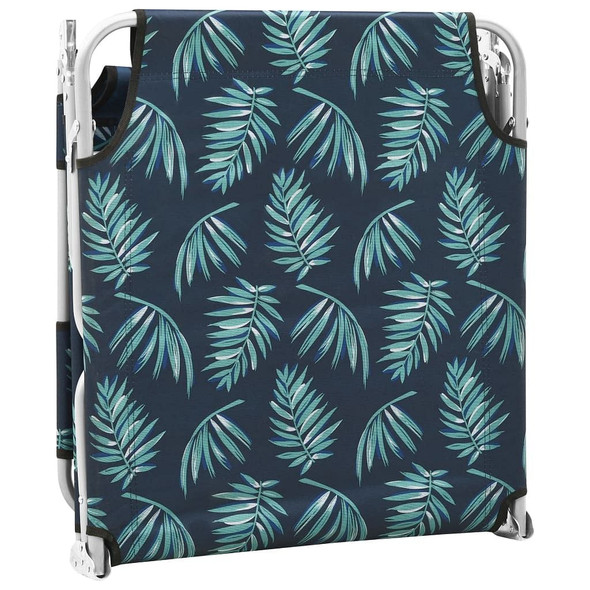 vidaXL Folding Sun Lounger with Head Cushion Steel Leaves Print